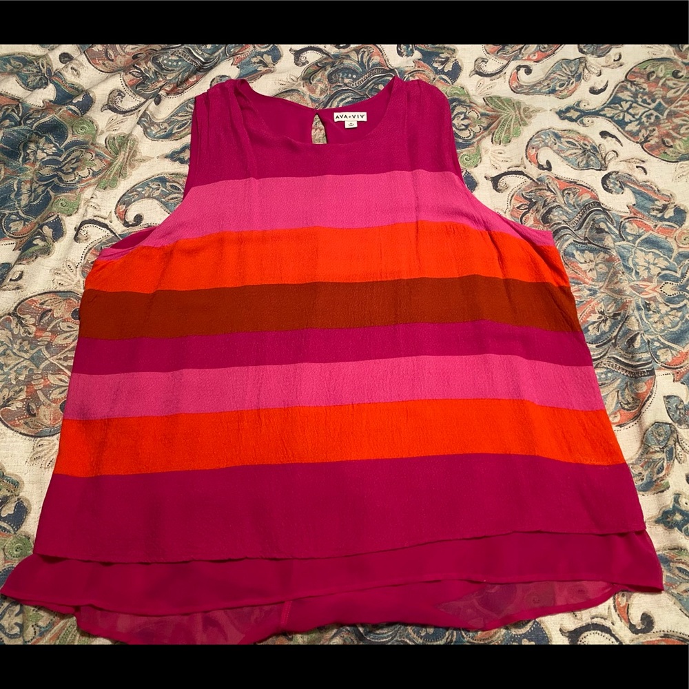 Plus Size Pink/Orange/Brown Multicolored Tunic